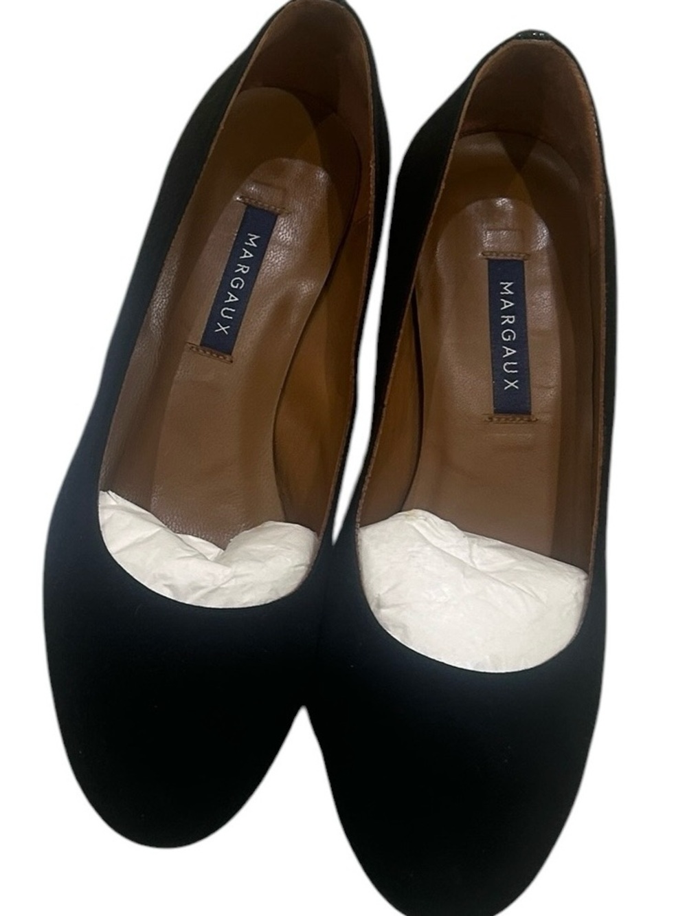 Margaux the Heel Black suede round toe Low Block Heel Pumps slip on in box 8 - Picture 12 of 16